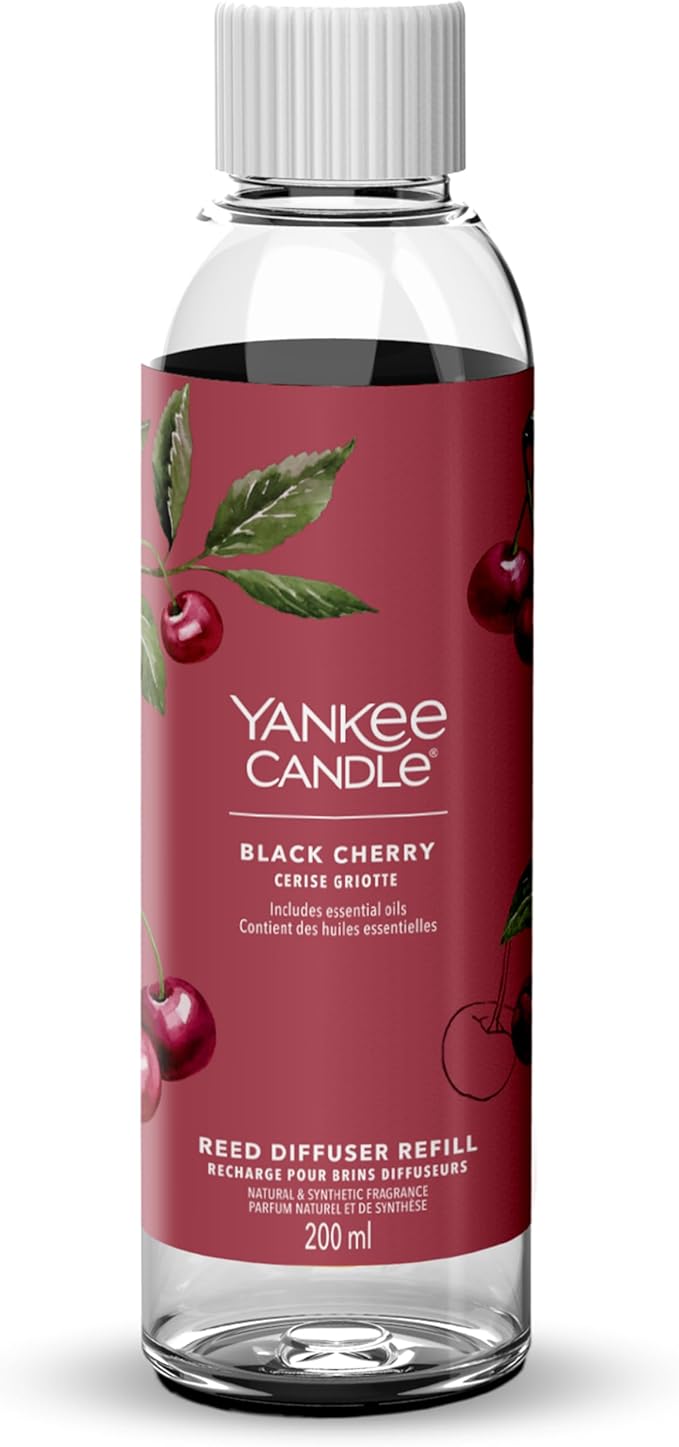 Yankee Candle Signature Reed Diffuser Refill | Black Cherry | 200ml | Up to 20 Weeks of Fragrance | Perfect Gifts for Women
