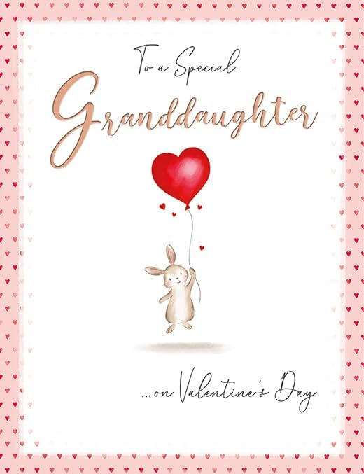 Piccadilly Greetings Valentine's Day Card, To a Special Granddaughter Rabbit Heart - 8 x 6 inches