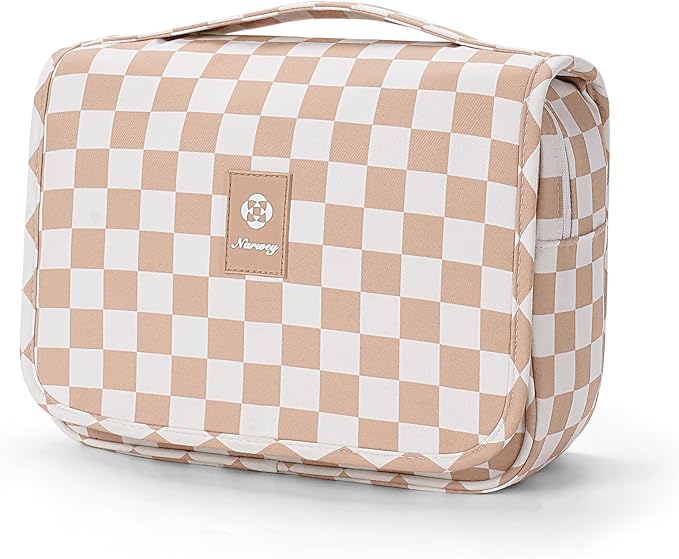 Narwey Travel Hanging Toiletry Wash Bag Toiletry Bags for Women Toiletries Bag Washbag Makeup Cosmetic Organizer for Men Girls (Light Checkerboard)
