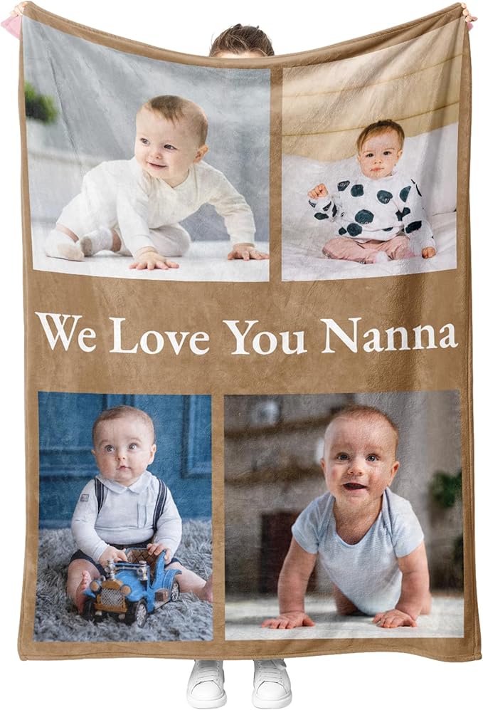 Personalized Photo Blanket for Dad, Customised Blanket with Pictures, Birthday for Dad, Custom Throw Blanket for Adults, Unique Memory Blanket