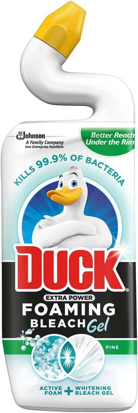 Duck Foaming Bleach Gel, Liquid Toilet Cleaner, Thick Bleach with Powerful Stain Removing Formula, Pine 750ml