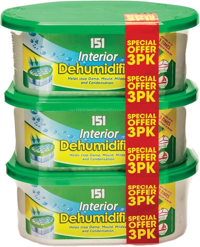 151 INTERIOR DEHUMIDIFIER 3 X 250ML PACKS FRAGRANCE FREE,3x250ml