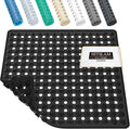 HITSLAM Shower Mat Non Slip Anti Mould, Bath Mat Anti Slip With Suction Cups and Drain Holes, Square Shower Mat for Inside Shower 53 x 53cm, Machine Washable Bath Mat for Tub, Black