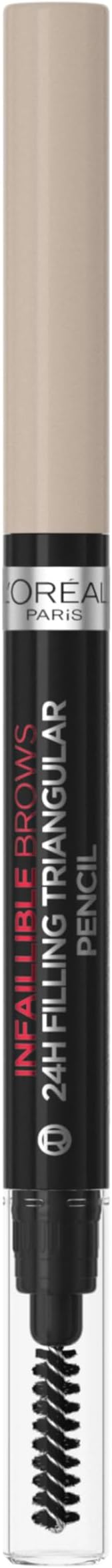 L'Oreal Paris Eyebrow Liner, Brow Filling Triangular Pencil, Natural Matte Finish, With Spoolie Brush, Up to 24H Wear, Infallible 24H, 8.0 Light Cool Blonde