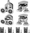 4Pcs 23mm Shower Door Rollers Replacement, Sliding Glass Door Wheels for Curved Shower Enclosures, Bathroom Roller Runners, Fits 4-6mm Glass, Anti-Collision Block (2 Top and 2 Bottom Rollers)