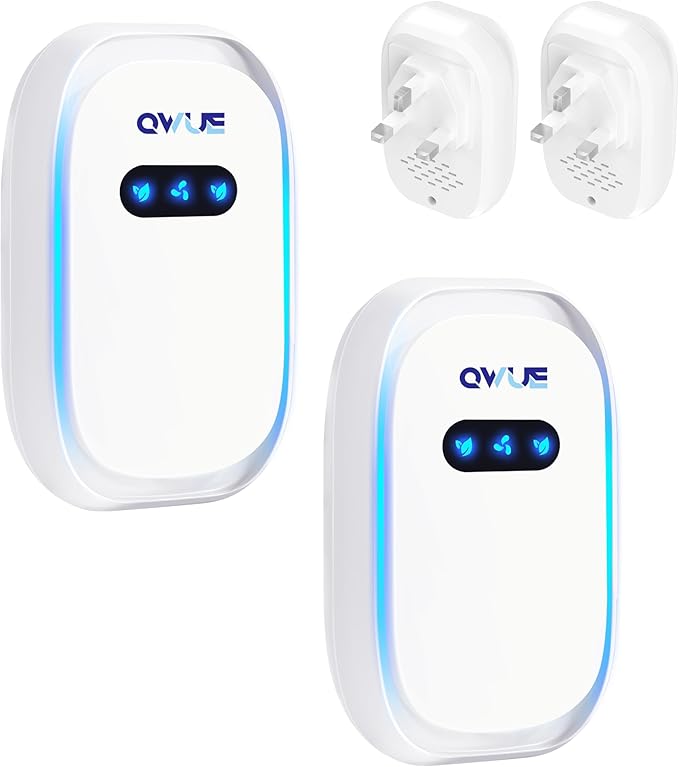 Air Purifier for Bedroom Home, 2PCS Mini Ionic Air Purifier Plug in UK, for Smokers,Pet, Toilets, Living Rooms, Bathrooms, Office, Garage,Instantly Cleans,Quiet Odour Remover,Filter-Free Purifier