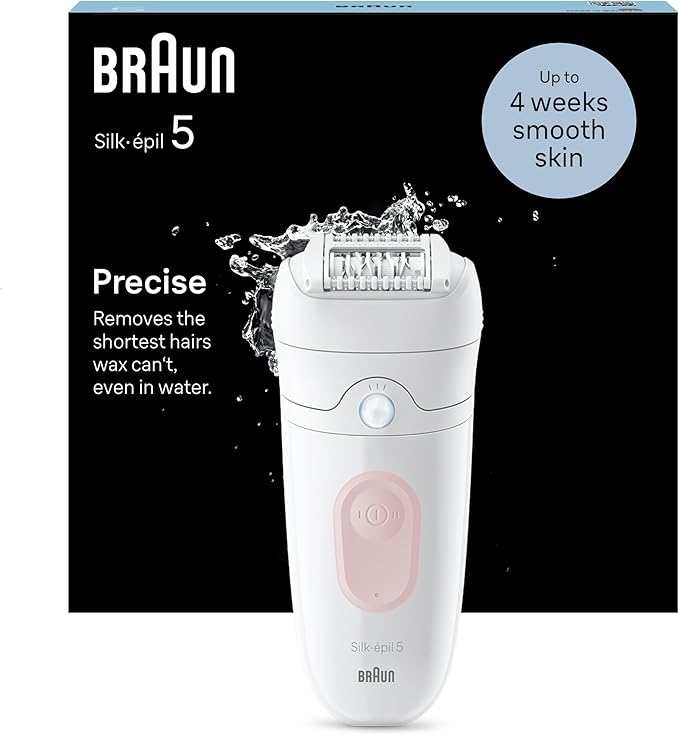 Braun Silk-épil 5, Epilator for Easy Hair Removal, Wet & Dry, Lasting Smooth Skin, 5-000, White/Flamingo with EU Plug