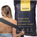 Exfoliating Washcloth Face & Body Scrub Towel - Japanese Exfoliating with Hexagon Fibers, Body Scrubber with 2 Sides for Scrubbing & Washing, Extra Long Towel (Black)