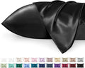 Bedsure Satin Pillowcase for Hair - Similar to Silk Pillowcase, Cooling Pillow Cases 2 Pack with Envelope Closure, Gifts for Women, Queen & Standard Size 50x75 cm, Black