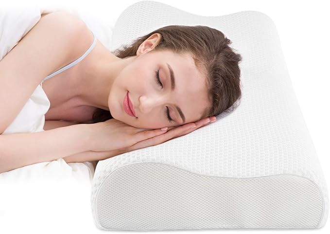 Fityou Memory Foam Pillow,Ergonomic Neck Support Pillow,Orthopaedic Cervical Pillow,Sleeping Pillow with Zip for Side Sleepers,Back Sleepers,Washable Pillow Case,60 x 35 cm