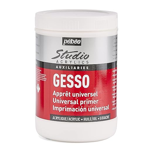 PEBEO 524122 Studio Acrylics 1 Litre Gesso, White, 1 l (Pack of 1)