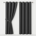 AMEHA Blackout Eyelet Curtains for Living Room Grey Curtains Bedroom, 46x54 Inch Drop Thermal Insulated Curtain Pair Panels with Tiebacks