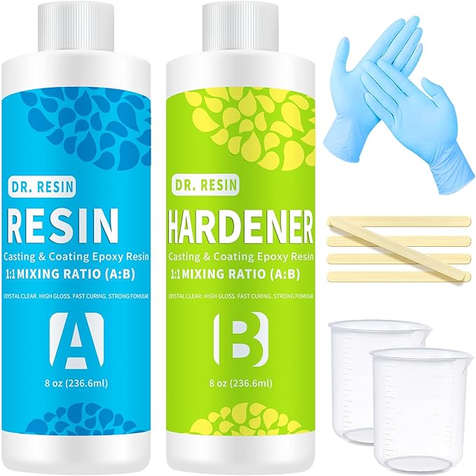 Epoxy Resin Kits for Beginners - DR. RESIN 16oz/473ml Crystal Clear Epoxy Resin Kit, 2 Part Resin for Craft, Casting, Tabletop, Jewelry Making and Coating
