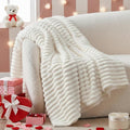 BEDELITE Fluffy Fleece Throw Blanket - Cream White Sofa Throw Soft Cosy Warm Small Blankets for Single Bed, Gifts for Women