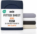 ANSIO® King Size Fitted Sheet Soft Brushed Microfibre Fabric – Extra Deep Pocket 35cm – All-Around Elastic – OEKO-TEX Certified – Easy Care & Naturally Smooth After Wash - Navy