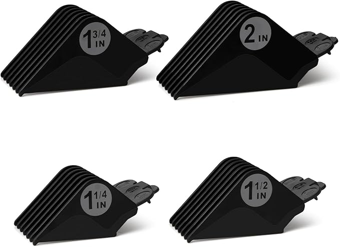 Wowteam Clipper Guards Set for Wahl 16 14 12 10, for Clippers and Babyliss FX870, Clipper Guides Replacement - 4 Piece Set for Multiple Sizes Universal 1.25", 1.5",1.75",2", Black