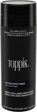 Toppik Hair Building Fibres Powder, Black, 55g Bottle - for A Thicker-looking Hairline, Crown and Beard, Instant Thinning Concealer for Men and Women