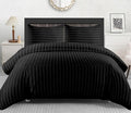 Lazzaro Satin Stripe King Size Duvet Cover Sets - Premium Hotel Quality Quilt Cover King Size Bedding Set 3 Pcs - Ultra Soft Hypoallergenic Kingsize Duvet Cover Sets With Zipper Closure