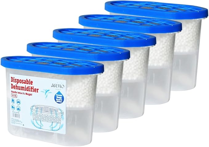 Armo® 5 x Dehumidifier Pack Of 5 Moisture Condensation Absorber Mould Damp Home Kitchen Caravan Wardrobe Office Basement Dehumidifier