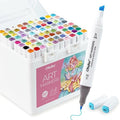 Ohuhu Markers, 80 Colours Double Tipped(Chisel & Fine) Alcohol Markers + 1 Colourless Blender - Art Colouring Pens for Adults Artists Beginners Painting Sketching Illustration - Manoa Series