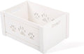 green leaves Paw Shaped Cutout Dog Toys Chest Gift Hampers Storage Collection Box Wooden Crates Gift Hampers (White, S)