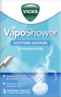 VICKS Vapo Shower - Shower Tablets With Soothing Vapors – Infused With Menthol and Camphor Scents– Contains Natural Essential Oils: Eucalyptus, Nutmeg and Cedar Leaf – Non Medicated Vapors - 5 Tablets