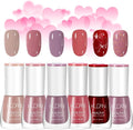 Pink Nail Polish Set - 6Pcs Quick Dry & Long Lasting Nude Varnish - Non-Toxic Holographic Paint - No UV Needed for DIY at Home - Teenage Girls (Pink Beauty)