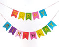 Happy Birthday Banner Bunting Rainbow Colourful Multicolour Garland with Gold Foil Letters Girls Boys Kids Birthday Party Decorations