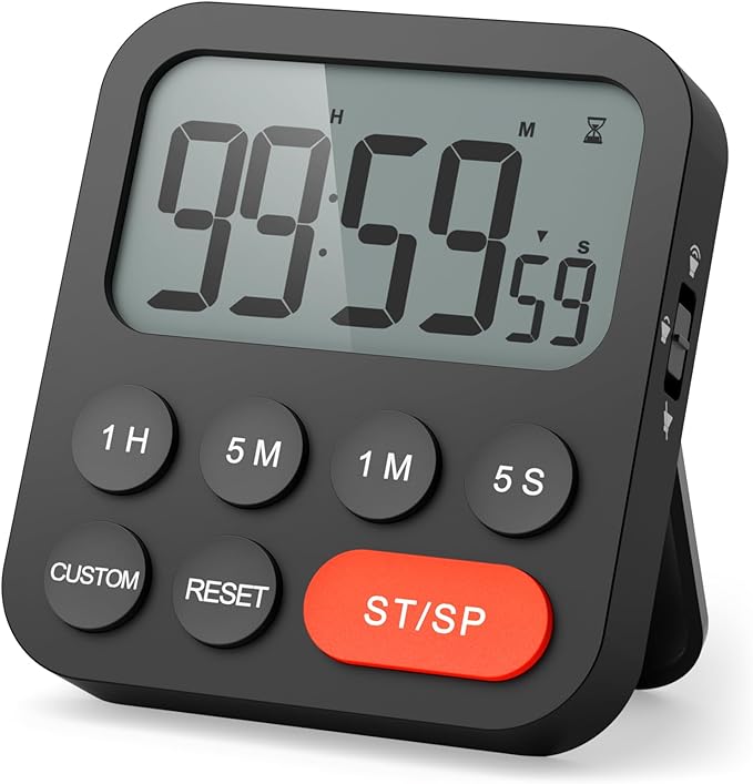 LIORQUE Digital Kitchen Timer Magnetic Countdown with Loud Alarm and Large LCD Display, Digital Timer Clock 99 Hour Kitchen Timers for Cooking & Kids & Teachers