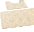 EDS Luxury 2 Piece Greek Bath Mat Set Non Slip Ultra Soft Bathroom Mats Water Absorbent Bath Mats Machine Washable Rug Toilet Mat for Bathroom Floor (Cream)