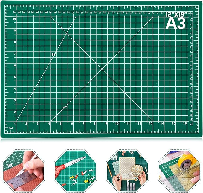 Self Healing Sewing Mat, Anezus 12" x 18" Rotary Cutting Mat Double Sided 5-Ply Craft Cutting Board for Sewing Crafts Hobby Fabric Precision Scrapbooking Project