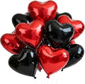 30Pcs 18 Inch Red Black Heart Balloons Valentine’s Day Heart Shape Foil Mylar Balloons Decoration for Romantic Valentine's Day Wedding Bridal Shower Anniversary Engagement Party Supplies