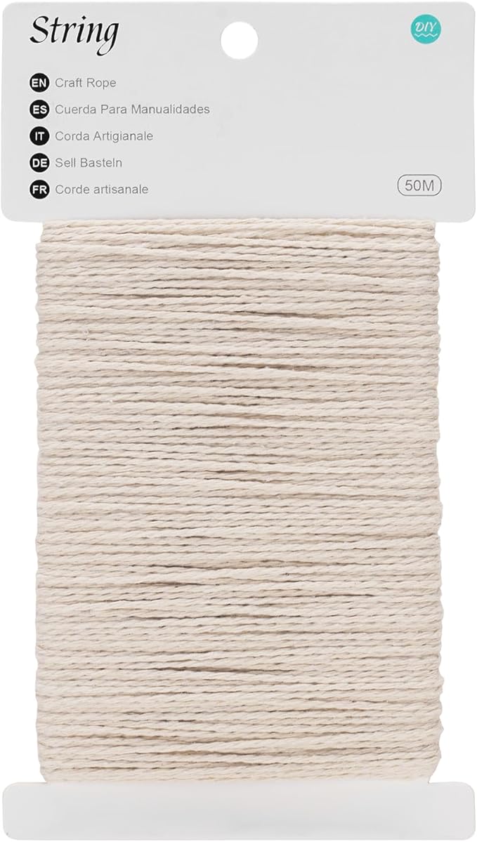 G2PLUS 50M White Cotton String Twine -2MM Craft Cotton Cord - Cotton Butchers Thread Twine Perfect for Cooking, DIY Crafts and Handmade