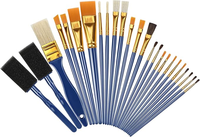 25 Pcs Paint Brushes Set, Acrylic Painting Brushes for Children Beginners, Artist Painting Kits for Acrylic Oil Watercolor