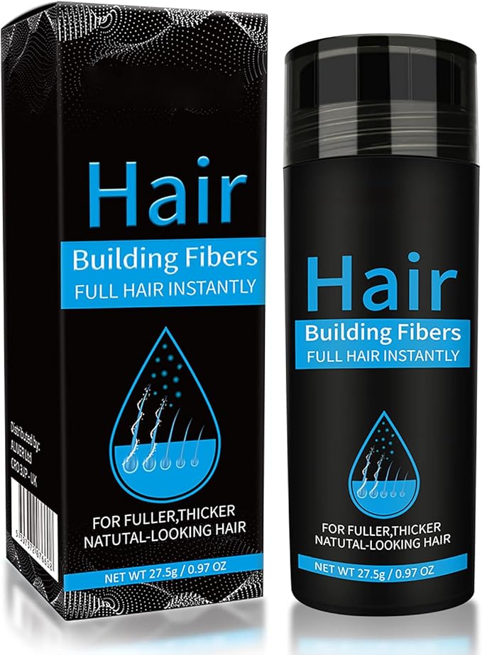 Hair Fibres Black, Professional Quality Fiber Hair Powder, Hair Loss Concealer for Thinning Hair for Women and Men, Best Hair Thickening Products (NO Pump Application)