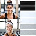 6PCS Headbands for Women Non Slip - Fashion Elastic Sports Hair Bands for Women’s Hair - Soft Cotton Cloth Stretchy Headbands for Girls for Yoga Workout Exercise Running Sports (Black Neutral)