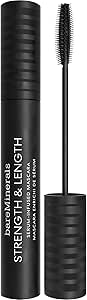 bareMinerals STRENGTH & LENGTH Serum-Infused Black Mascara - Plant-Based Lash Serum, Lengthens, Lifts & Defines for Healthier Lashes, Vegan