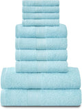 GC GAVENO CAVAILIA Towels Family Bale Set - 10 Piece 100% Egyptian Cotton, 4x Face 4x Hand 2x Bath Towel, Premium Quality Highly Water Absorbent Bathroom Accessories, Machine Washable, Aqua, 544630