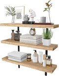 Floating Shelves 60cm long,Wall Mounted Shelf,set of 3, small Wood Wall Shelves,Rustic Decorative Wall Shelf, Bedroom Kitchen Living Room Hanging Book Shelves