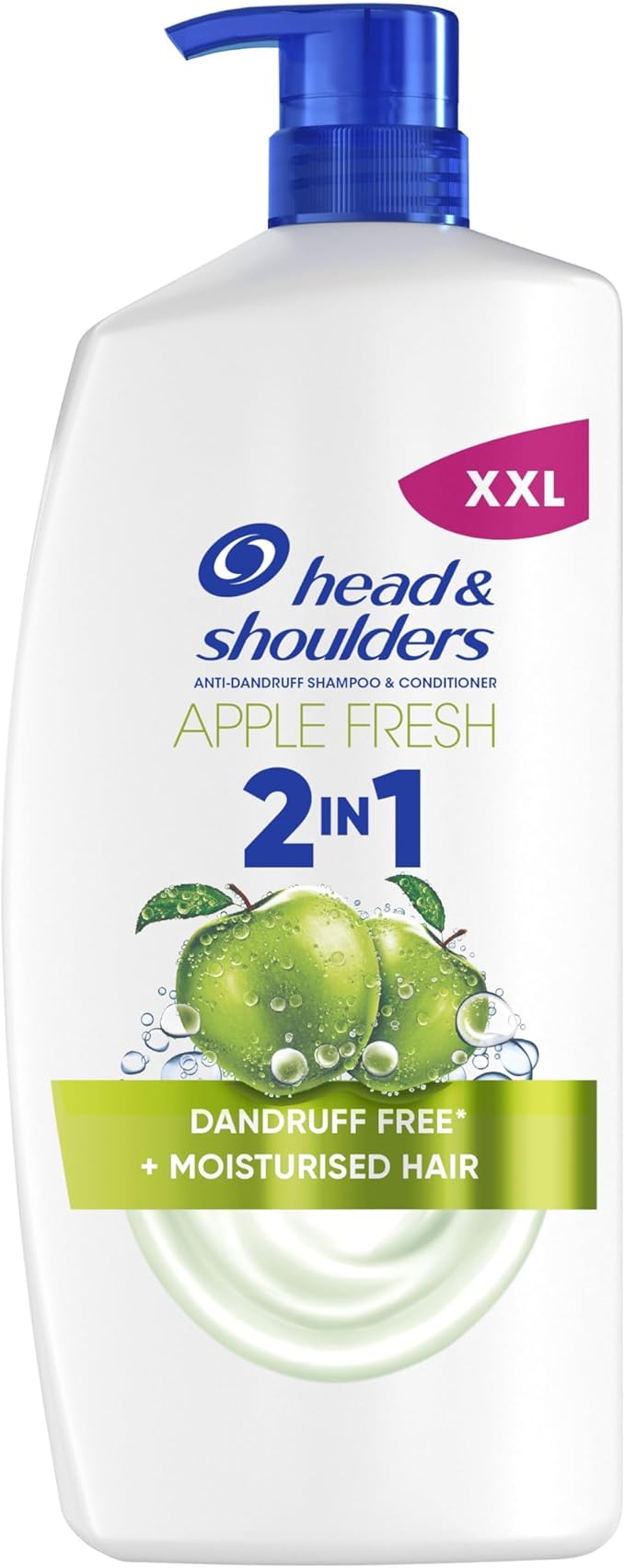 Head & Shoulders Apple Fresh 2in1 Anti Dandruff Shampoo, 800ml Pump, Up to 100% Dandruff Protection + Moisturised Hair, Clinically Proven, For Daily use, Fresh Feeling with Apple Scent