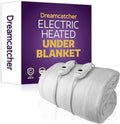 Dreamcatcher Electric Blanket King Size 203x152cm, Fully Fitted Soft Polyester Electric Blanket, Underblanket Mattress Cover, 3x Heat Settings, 2x Controllers and Machine Washable White Heated Blanket