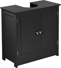 Taylor & Brown Under Sink Bathroom Cabinet Storage Cupboard Organiser Free Standing Wooden Sink Storage Unit Basin with Shelf, Black 60cm x 30cm x 60cm