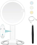 B Beauty Planet Vanity Mirror with Lights, 1x/20x Double-sided Magnifying Mirror with Light, 2000mAh Rechargeable Adjustable 3 Colour Lights Touch Switch Control, Foldable Lightweight for Travel