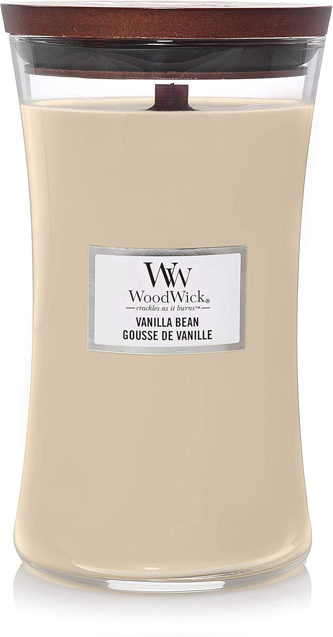WoodWick Large Hourglass Scented Candle | Vanilla Bean | with Crackling Wick | Long Burning Candles: up to 130 Hours | Gifts for Women