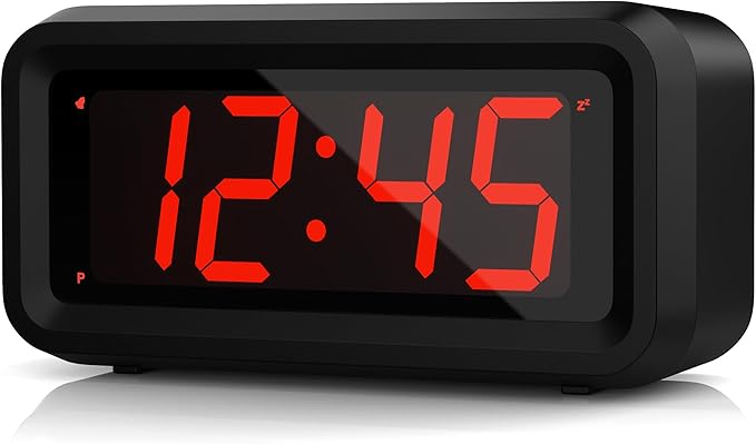 KWANWA Digital Alarm Clock Battery Operated Powered Only With Constantly Big 1.2'' LED Time Display Small for Travel desk Wall Bedside