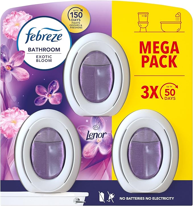 Febreze Bathroom, Continuous Air Freshener Lenor Exotic Bloom 3 Count