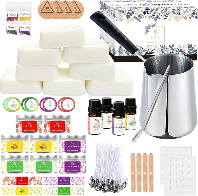 Candle Making Kits for Adults Beginners,Soy Wax for Candle Making,Candle Making Supplies Accessory,Make Your Own Candles,Melting Pot,Fragrance Oils,Candle Tins,Wicks,Dye Wax, Christmas Candle Kit