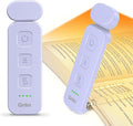 Gritin Book Light Rechargeable, Reading Light Lamp Clip on Books, Eye Caring 3 Colors, 5 Brightness & Stepless Dimming, Long Lasting up to 80hrs, Portable Mini Reading Lamp for Readers- Purple