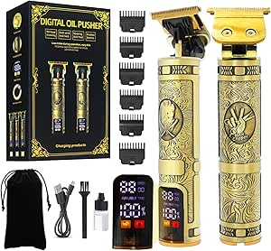 Beard Trimmer Hair Clippers Men, Professional T-Blade Beard Trimmer, Cordless USB Rechargeable Detailer with LCD Screen, Grooming Kit 7 in 1 for Barbers and Home, Gifts for Men Haircut