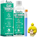 AstraVox 60ml Air Dry Clay Glaze with 2 Brushes, Varnish to Prevent Crack and Yellow, Waterproof Clay Varnish for Craft, Ceramic, Pottery, High-Gloss Glaze Effect, Easy to Use